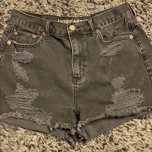 Black Denim Mom Shorts